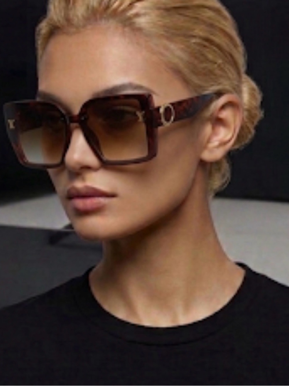 Oversized Square Tortoiseshell Sunglasses - Brown Gradient Lenses